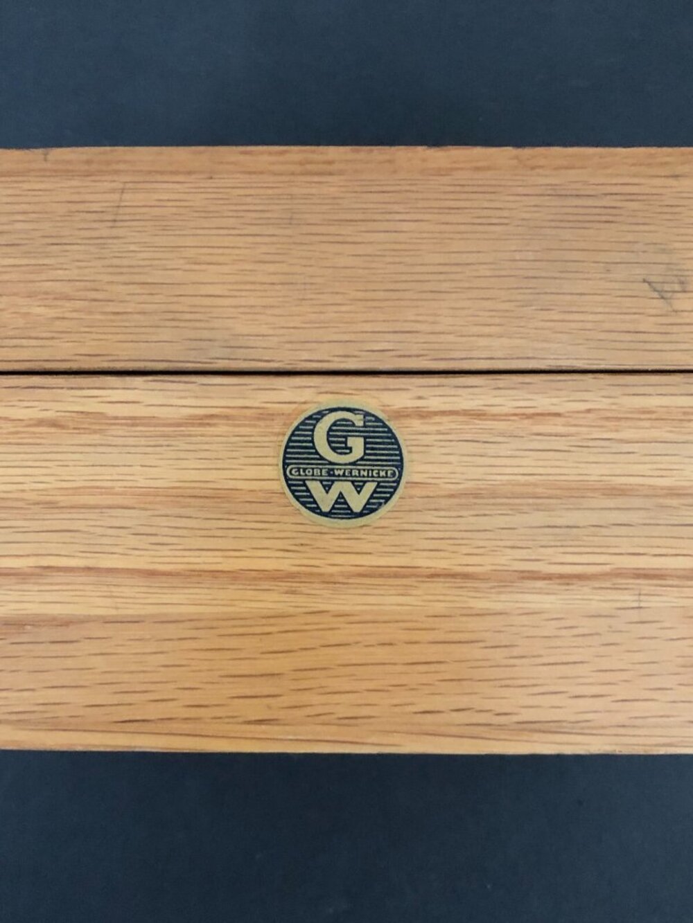 GLOBE WERNICKE OAK WOOD RECIPE INDEX CARD FILE BOX NO. 83-C JUNIOR TRAY VINTAGE